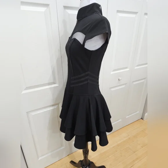 Hot Topic Hell Bunny Black Steampunk Goth Mesh Cut Out Zip Up Mock Dress S NWT - Picture 4 of 9